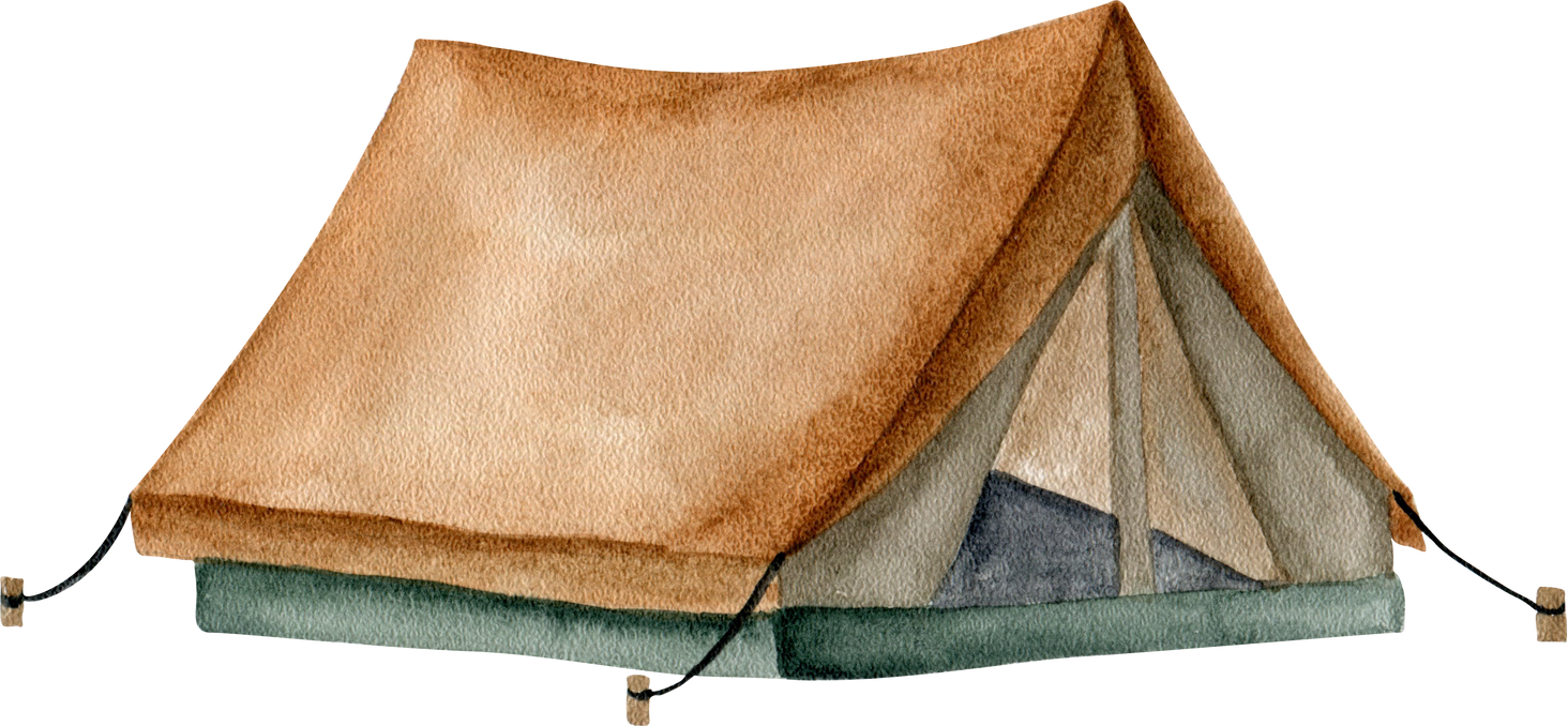 Camping tent watercolor illustration